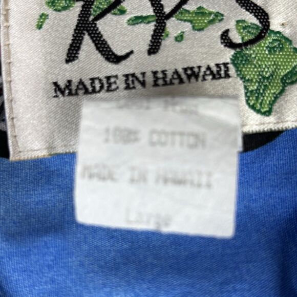 Vintage KY's Hawaiian Shirt Men's L‎ Motorcycle Ocean Mountain Beach Hut Scene - Picture 14 of 15